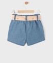 Short ample en chambray avec ceinture vichy bébé fille[MISSING]
